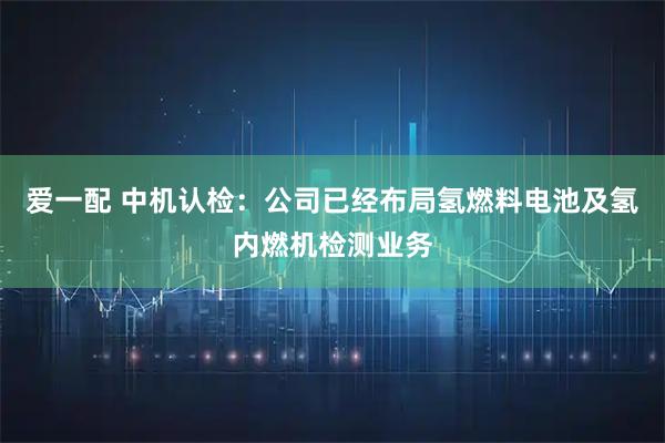 爱一配 中机认检：公司已经布局氢燃料电池及氢内燃机检测业务