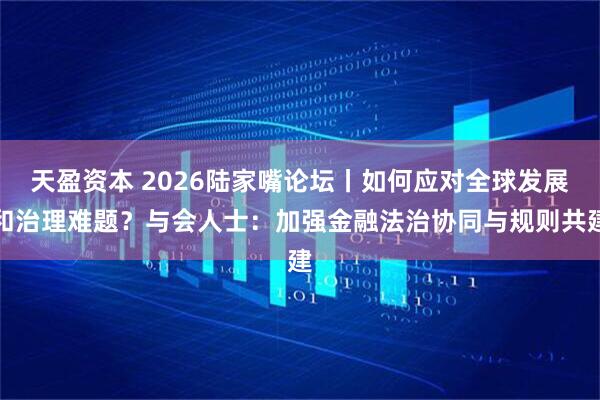 天盈资本 2026陆家嘴论坛丨如何应对全球发展和治理难题？与会人士：加强金融法治协同与规则共建