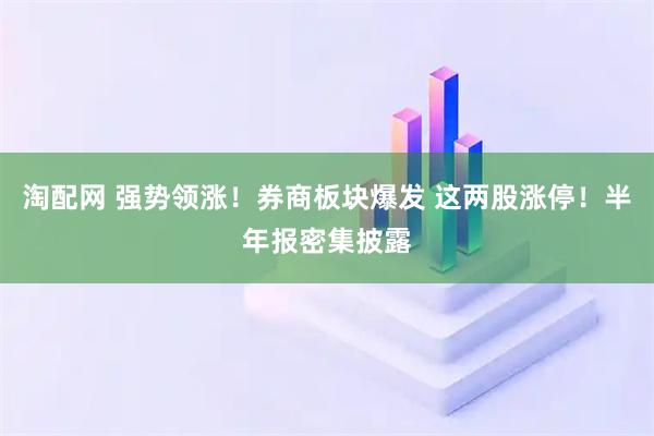淘配网 强势领涨！券商板块爆发 这两股涨停！半年报密集披露